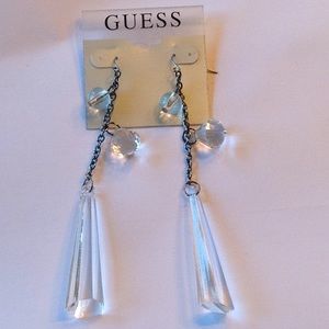 NWT Guess dangling clear drop earrings